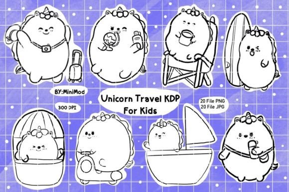 Download Unicorn Travle Coloring KDP for Kids - Coloring Collection