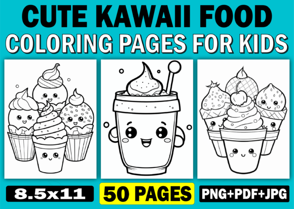 Download Cute Kawaii Food Coloring Pages for Kids - Coloring Collection