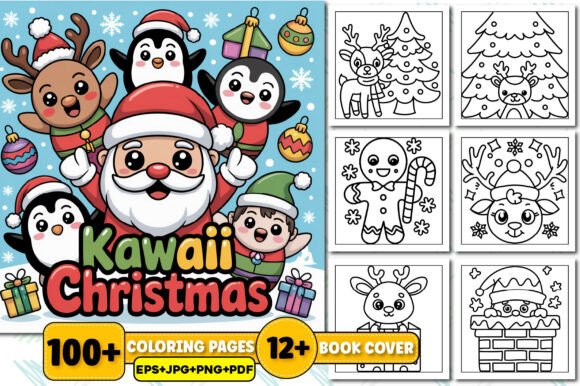 Download Bold Easy Kawaii Christmas Coloring Book - Coloring Collection