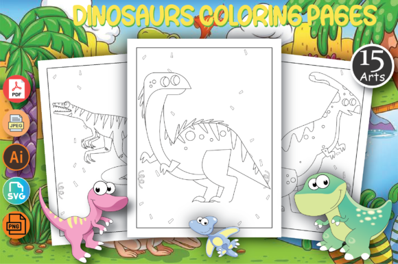 Download Cute Dinosaur Coloring Page KDP for Kids - Coloring Collection