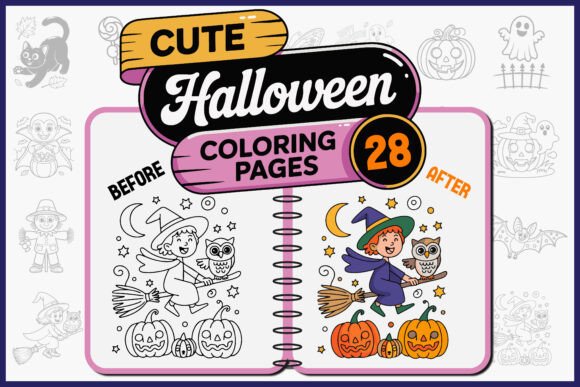 Download Cute Halloween Coloring Pages Bundle - Coloring Collection