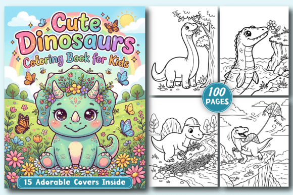 Download CUTE Dinosaurs Coloring PAGES for Kids - Coloring Collection