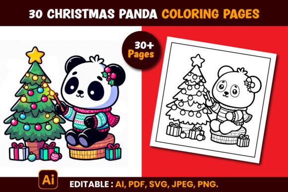 Download Christmas Panda Coloring Pages for Kids - Coloring Collection