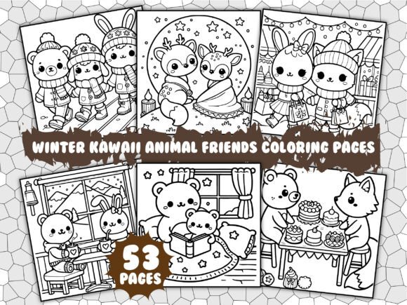 Download Winter Kawaii Friends Coloring Pages - Coloring Collection