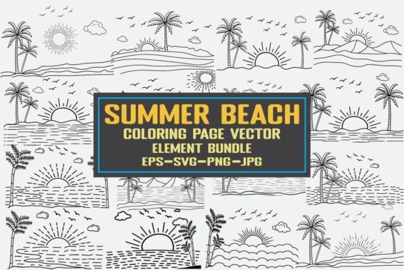 Download Summer Beach Coloring Page Vector Bundle - Coloring Collection