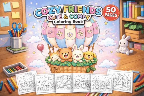 Download Cozy Friends Cute &amp; Comfy Coloring Book - Coloring Collection