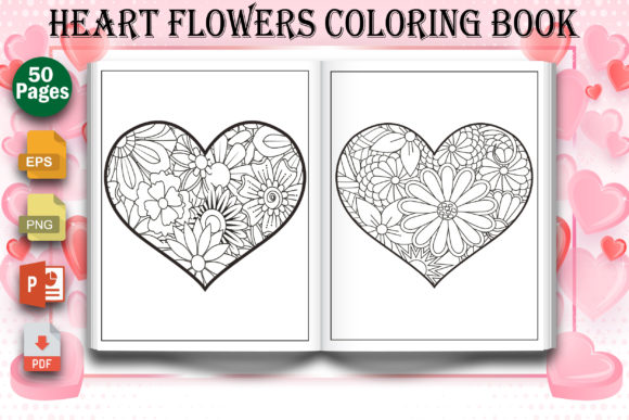 Download Heart Flowers Coloring Book for Adult - Coloring Collection