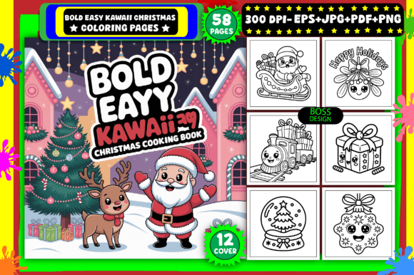 Download Bold Easy Kawaii Christmas Coloring Page - Coloring Collection