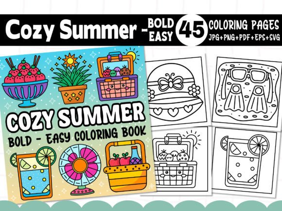 Download Bold &amp; Easy Cozy Summer Coloring Pages - Coloring Collection