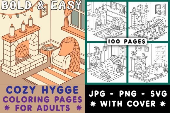 Download Cozy Hygge Bold and Easy Coloring Pages - Coloring Collection