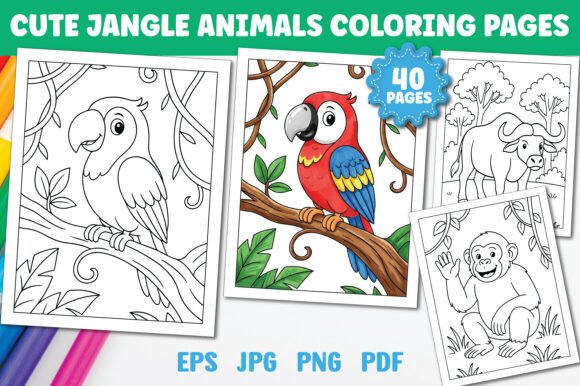 Download Cute Jungle Animals Coloring Pages Kids - Coloring Collection