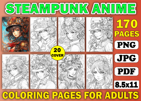 Download Steampunk Anime Coloring Book for Adults - Coloring Collection