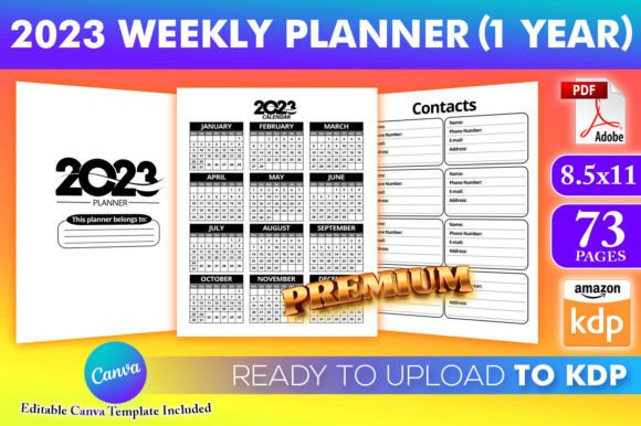 Download 2023 Weekly Planner | KDP Canva Template - Kdp canva template Collection