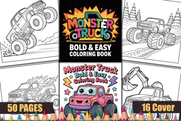 Download Monster Truck Bold and Easy Coloring Pag - Coloring Collection
