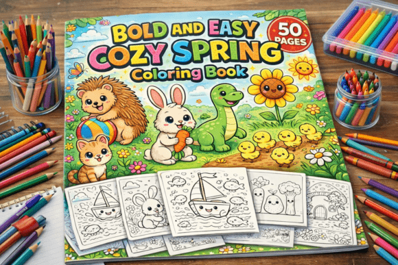 Download Bold and Easy Cute Spring Coloring Book - Coloring Collection