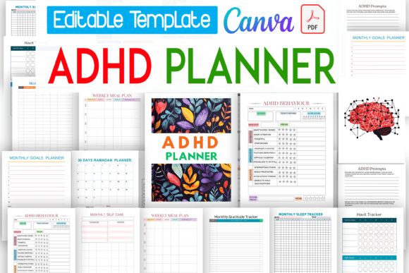 Download ADHD Planner - KDP Canva Template - Kdp canva template Collection