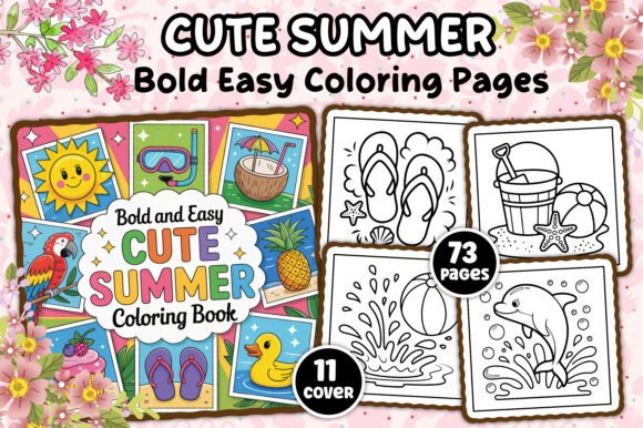 Download Bold and Easy Cute Summer Coloring Book - Coloring Collection