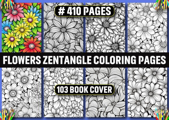 Download 410 Flowers Zentangle Coloring Pages KDP - Coloring Collection