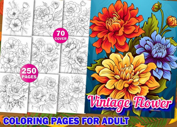 Download 250 Vintage Flower Adults Coloring Pages - Coloring Collection