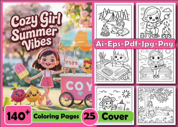 Download Cozy Girl with Summer Vibes Coloring - Coloring Collection
