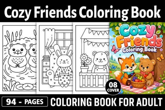 Download Cozy Friends Coloring Pages for Adults - Coloring Collection