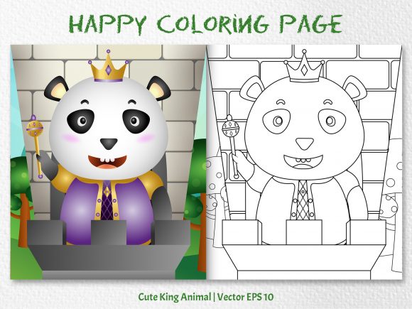 Download A Cute Panda King - Coloring Page - Coloring Collection