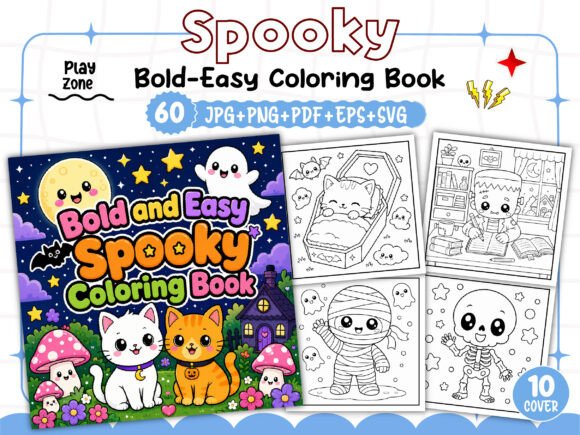 Download Spooky Bold and Easy Coloring Book - Coloring Collection