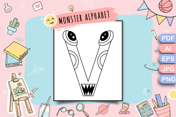 Download Monster Alphabet Coloring Page Letter V - Coloring Collection
