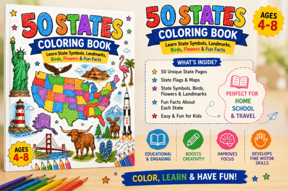 Download 50 USA States Coloring Book for Kids - Coloring Collection