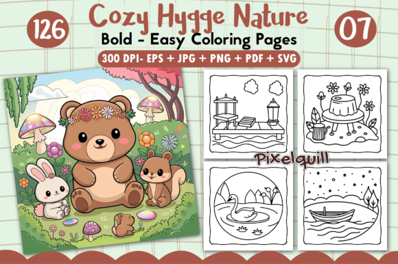 Download Cozy Hygge Nature: Bold Coloring Pages - Coloring Collection