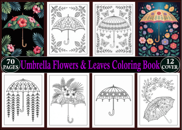 Download Umbrella Flowers &amp; Leaves Coloring Book - Coloring Collection