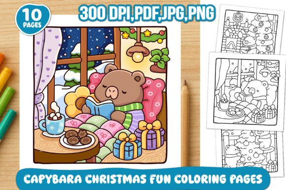 Download Capybara Christmas Fun Coloring Pages - Coloring Collection