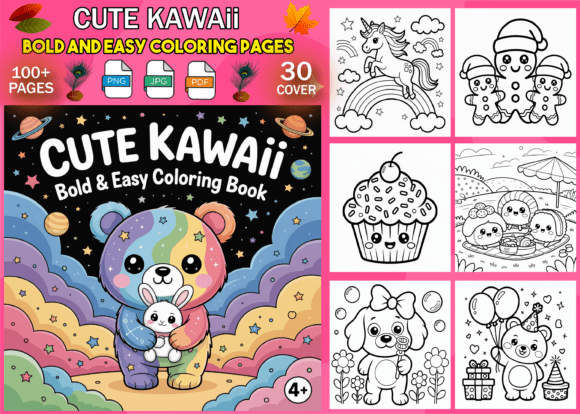 Download Cute Kawaii Bold &amp; Easy Coloring Book - Coloring Collection