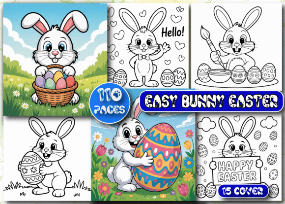 Download Bold and Easy Bunny Easter Coloring Book - Coloring Collection