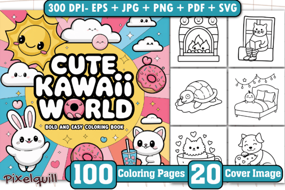 Download Kawaii World: Bold &amp; Easy Coloring Pages - Coloring Collection