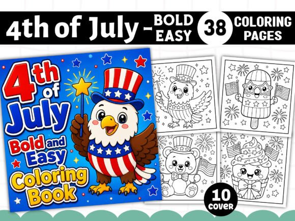Download 4th of July Bold and Easy Coloring Book - Coloring Collection