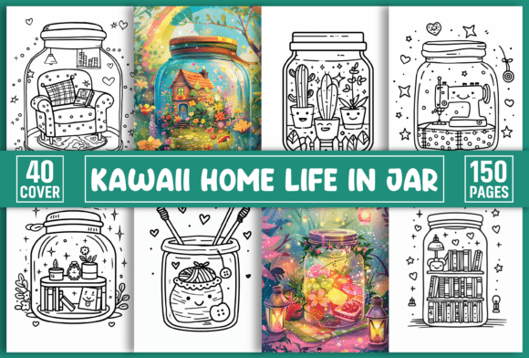 Download Kawaii Home Life in Jar Coloring Pages - Coloring Collection