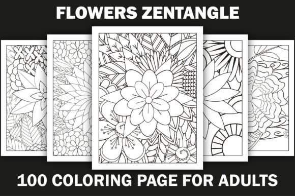 Download Flowers Zentangle Coloring Pages Bundle - Coloring Collection