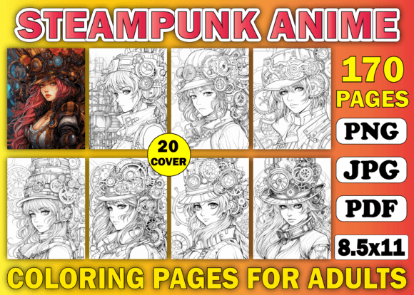 Download Steampunk Anime Coloring Book for Adults - Coloring Collection