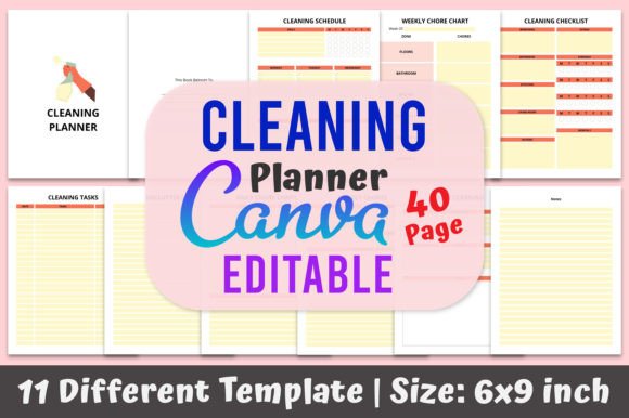 Download Cleaning Planner KDP Canva Template - Kdp canva template Collection