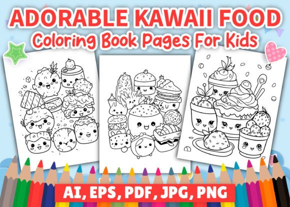 Download Cute Kawaii Food Coloring Pages for Kids - Premium Resources