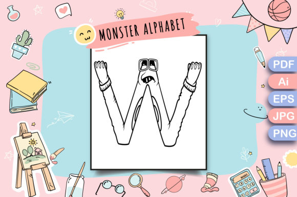 Download Monster Alphabet Coloring Page Letter W - Coloring Collection
