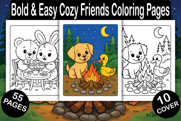 Download Bold &amp; Easy Cozy Friends Coloring Pages - Coloring Collection