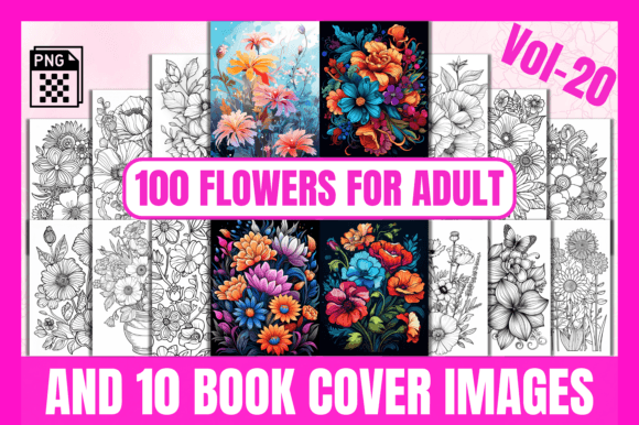Download 100 Flowers Adult Coloring Pages Vol-20 - Coloring Collection