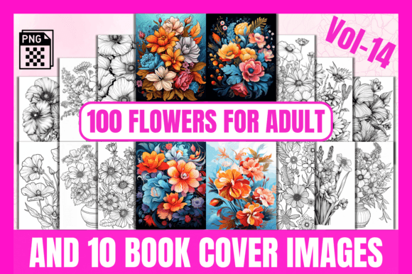 Download 100 Flowers Adult Coloring Pages Vol-14 - Coloring Collection