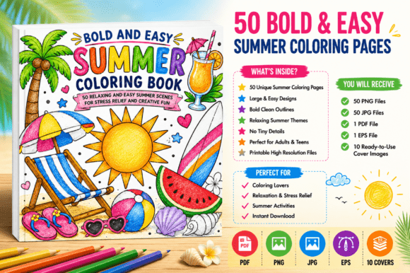 Download Bold &amp; Easy Summer Coloring Pages - Coloring Collection