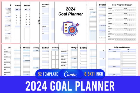 Download 2024 Goal Planner KDP Canva Template - Kdp canva template Collection