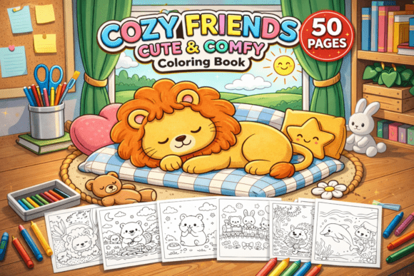 Download Cozy Friends Cute &amp; Comfy Coloring Book - Coloring Collection