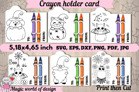 Download Halloween Coloring Cards Bundle, Crayon - Coloring Collection