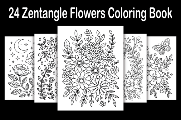 Download 24 Zentangle Flowers Coloring Book - Coloring Collection